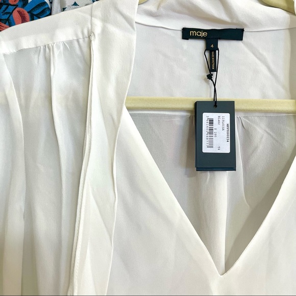 Maje The Bow Silk Top in White - Picture 9 of 11